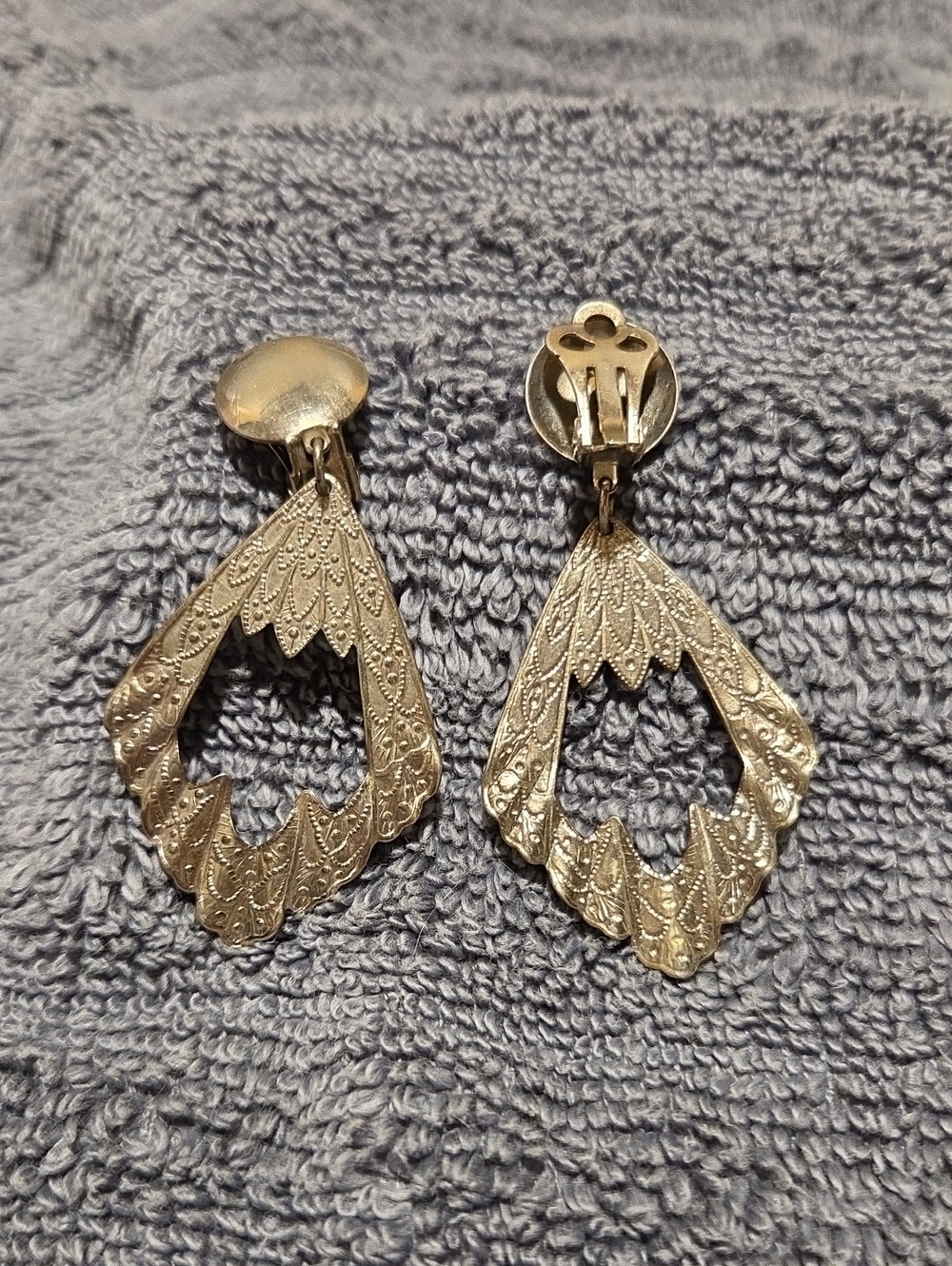 Silver Filigree Drop Clip-On Earrings